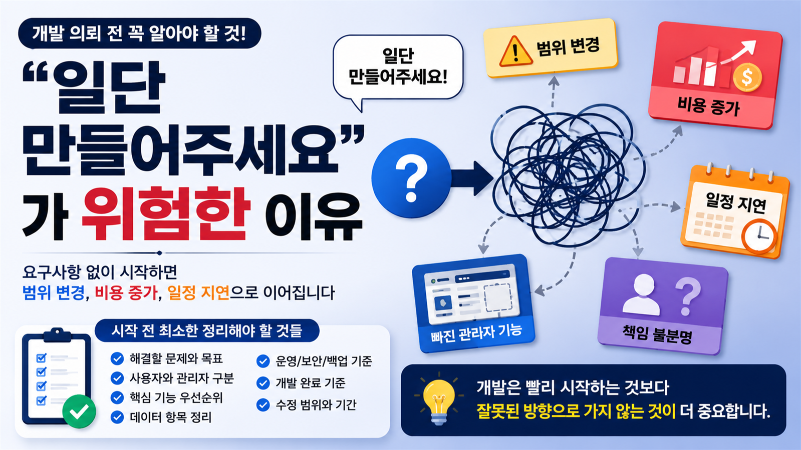 개발 의뢰에서 일단 만들어주세요가 위험한 이유를 설명하는 Codeforest 블로그 썸네일