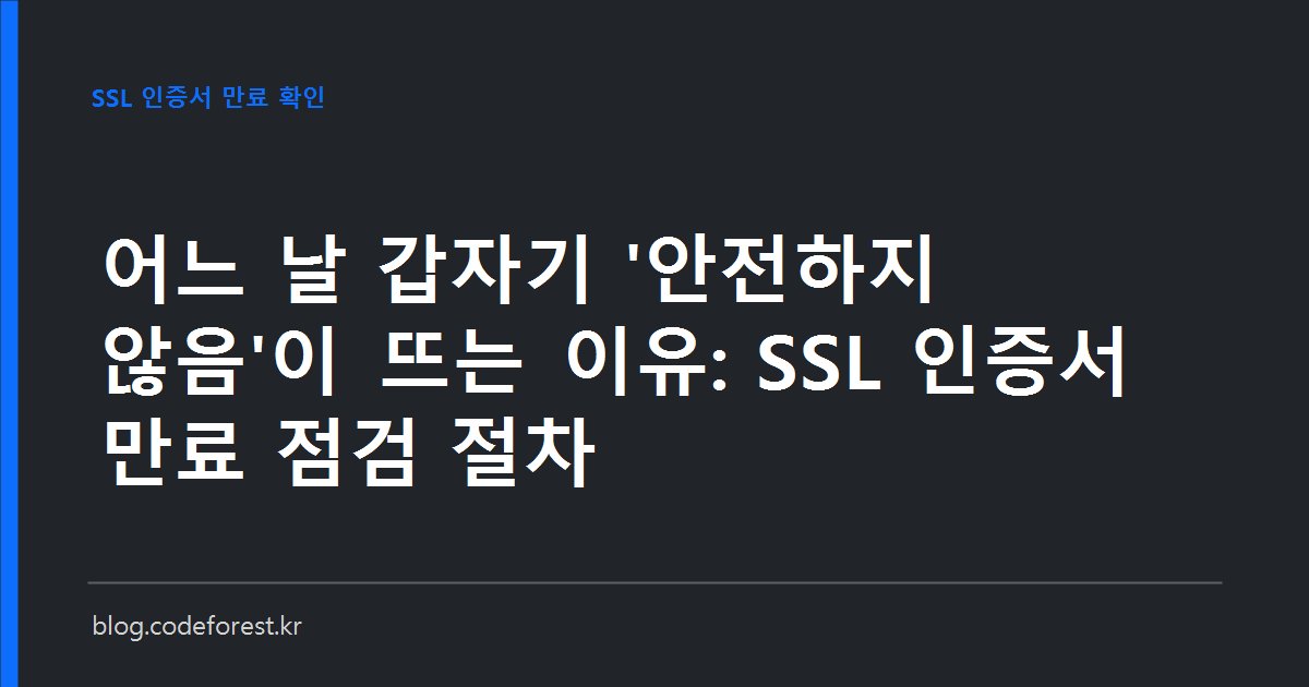 웹 브라우저 주소창에 '안전하지 않음' 경고가 표시된 화면과 만료된 SSL 인증서 유효기간을 확인하는 모습