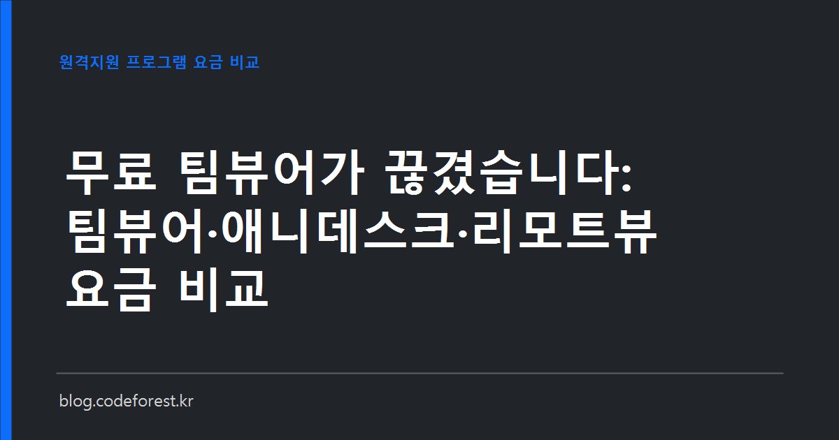 팀뷰어, 애니데스크, 리모트뷰의 과금 단위를 동시 접속 수와 관리 PC 대수 기준으로 비교한 이미지