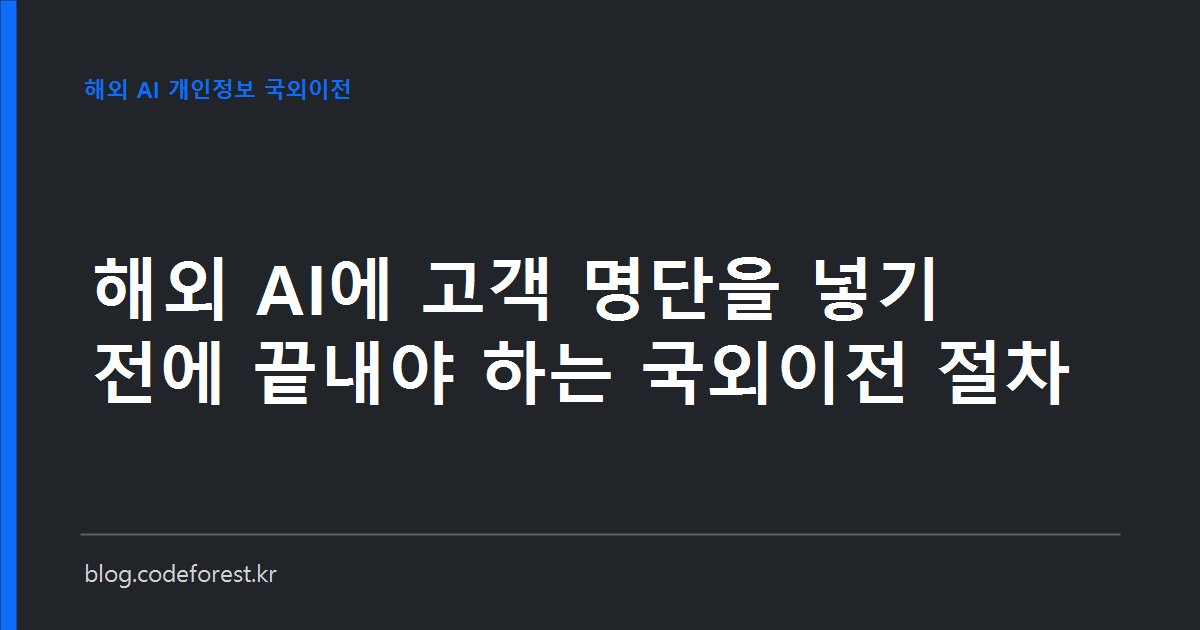 고객 상담 기록을 해외 AI 서비스에 입력하기 전 확인해야 할 개인정보 국외이전 절차를 정리한 이미지