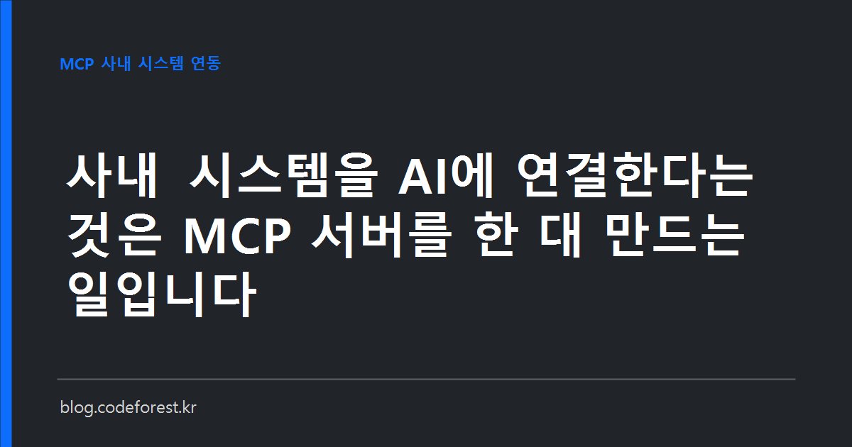 사내 시스템과 AI 사이에 MCP 서버가 놓여 허용된 도구 목록만 전달하는 구조를 나타낸 이미지