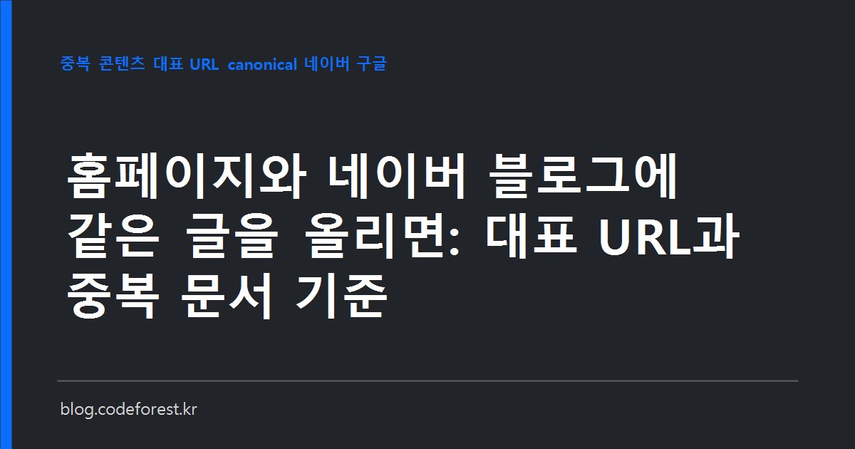 같은 글이 자체 홈페이지와 네이버 블로그, 브런치에 동시에 올라가 있고 검색결과에는 한 쪽만 남는 구조를 보여주는 그림